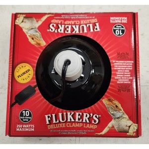 Fluker’s Deluxe 10” Reptile Clamp Lamp w/Switch 250 Watt 6’ Cord + Ceramic Bulbs